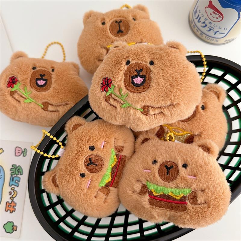 Niedliche Kreative Quietschende Capybara Plüschpuppe Stofftier Schlüsselanhänger Anhänger Taschenanhänger Mädchenhafter Rucksack-Anhänger Kinder Geburtstagsgeschenk