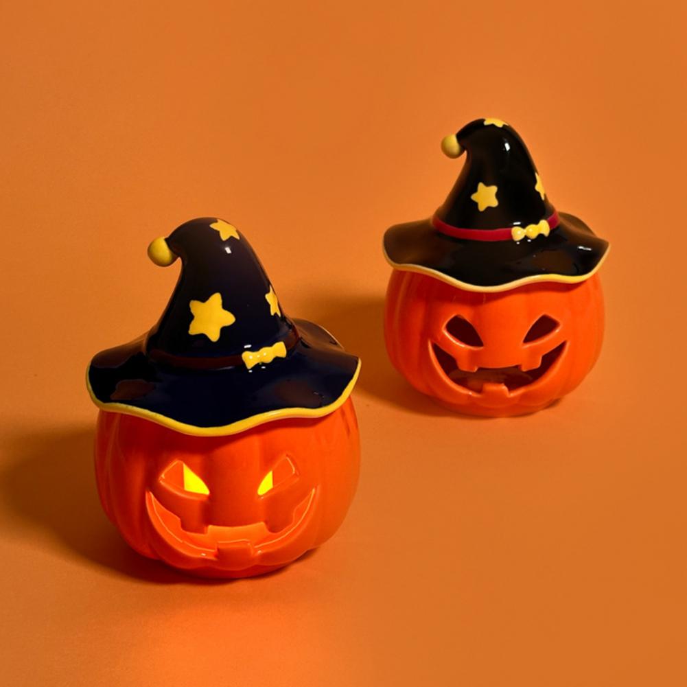 Decorazione Zucca Festiva Portacandele Zucca di Halloween Zucca di Ceramica Spettrale di Halloween Portacandele a Lumino Teschio Vintage per la Casa
