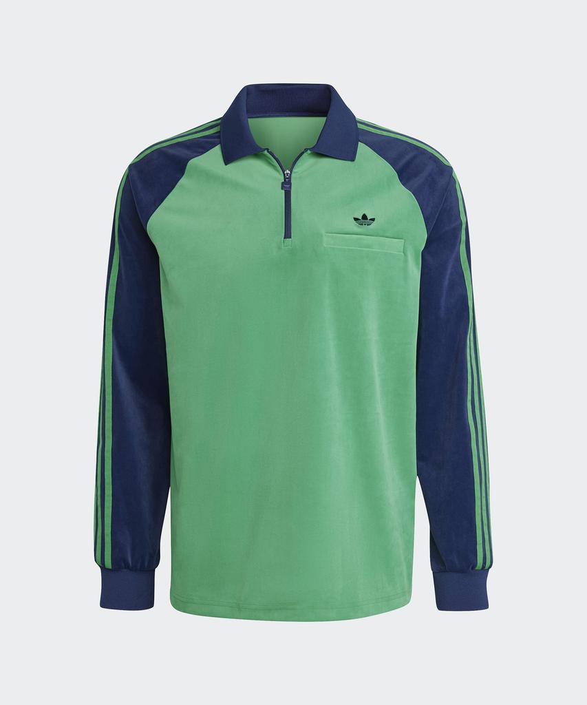 ADIDAS 70S Velour Polo Long Sleeve - Green / Jn5981