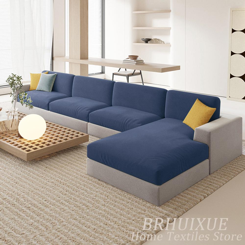 Velvet Sofa Cushion Cover For Living Room Anti-Slip Elastic Sofa Cover Solid Color Soft Slipcover Home Decor Furniture Protector