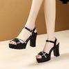 New Summer Women Thick Heel Sandals With Platform Soft Leather Comfortable Stylish Height Increasing Shoes
