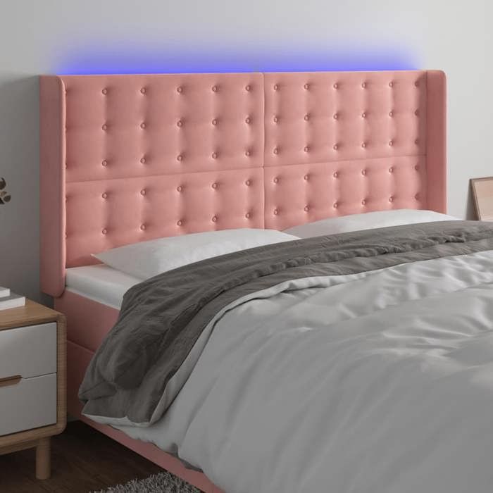 VidaXL Tête de Lit à LED Meuble de Chambre à Coucher Accessoire de Lit Double Tête de Cadre de Lit Intérieur Rose 3124547
