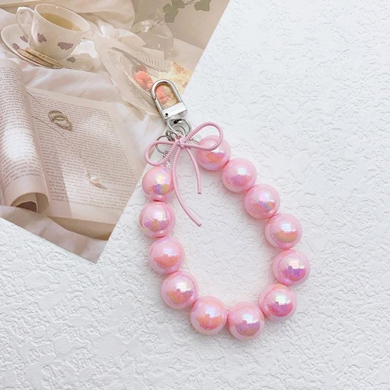 Handmade UV Beaded Keychain with Bowknot Phone Charm Keyring Bag Pendant Perfect for Phones and Handbag Purses Wallet