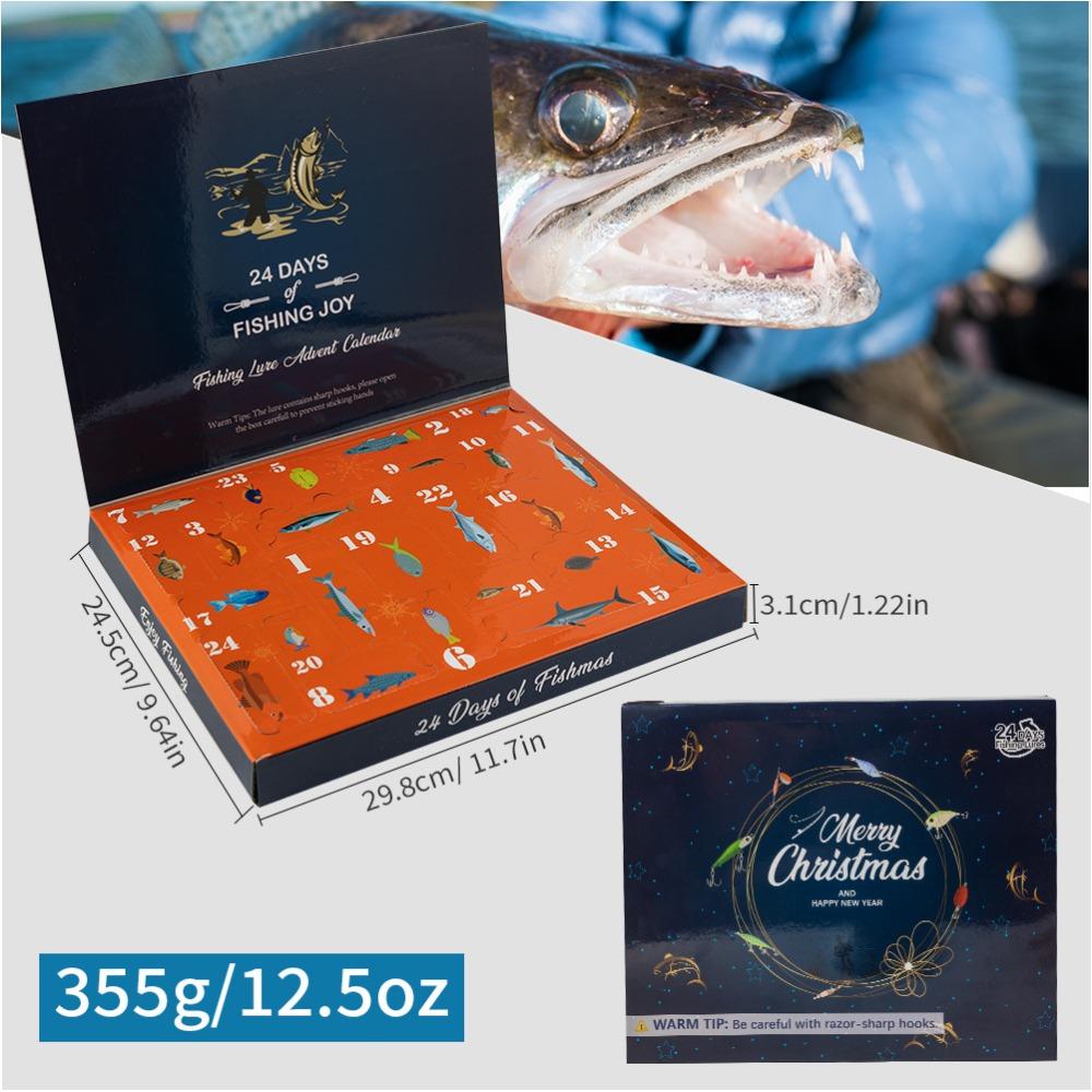 Fishing Advent Calendar for Men, 24 Days Christmas Countdown with Fishing Tackle, Xmas Surprise Gift for Father, Grandpa, Brother, Boyfriend