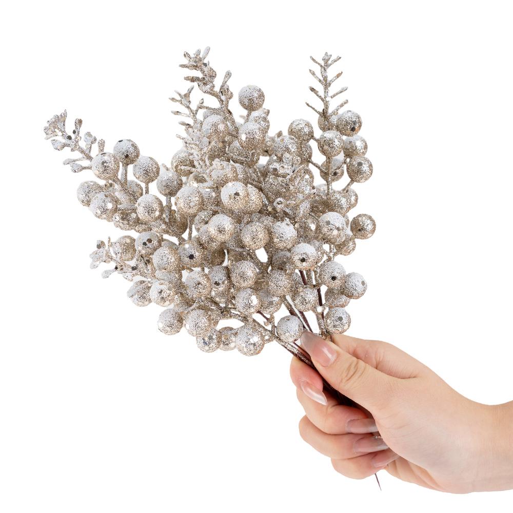 5/10Pcs 21cm Snow White Artificial Berry Branches Christmas Tree Decoration for Xmas Wreath Home Decor Gifts 2026 Party Supplies