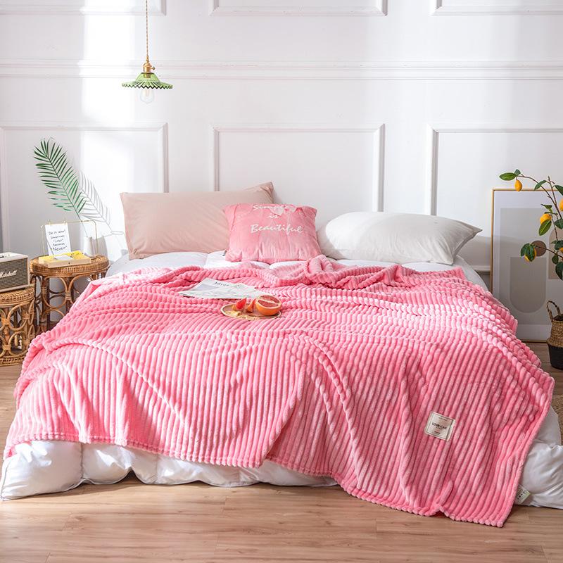 Solid Color Blanket Striped Blanket Coral Fleece Blanket Flannel Blanket Air Conditioning Blanket Nap Blanket Furry Blanket Small Blanket