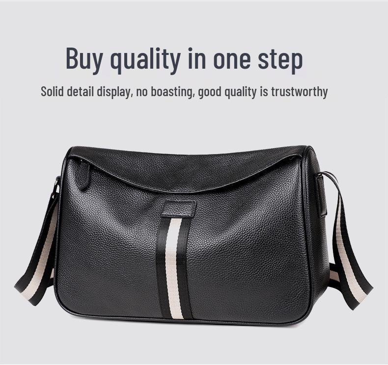 Men's Urban Minimalist Genuine Leather Crossbody Shoulder Bag - Large Capacity