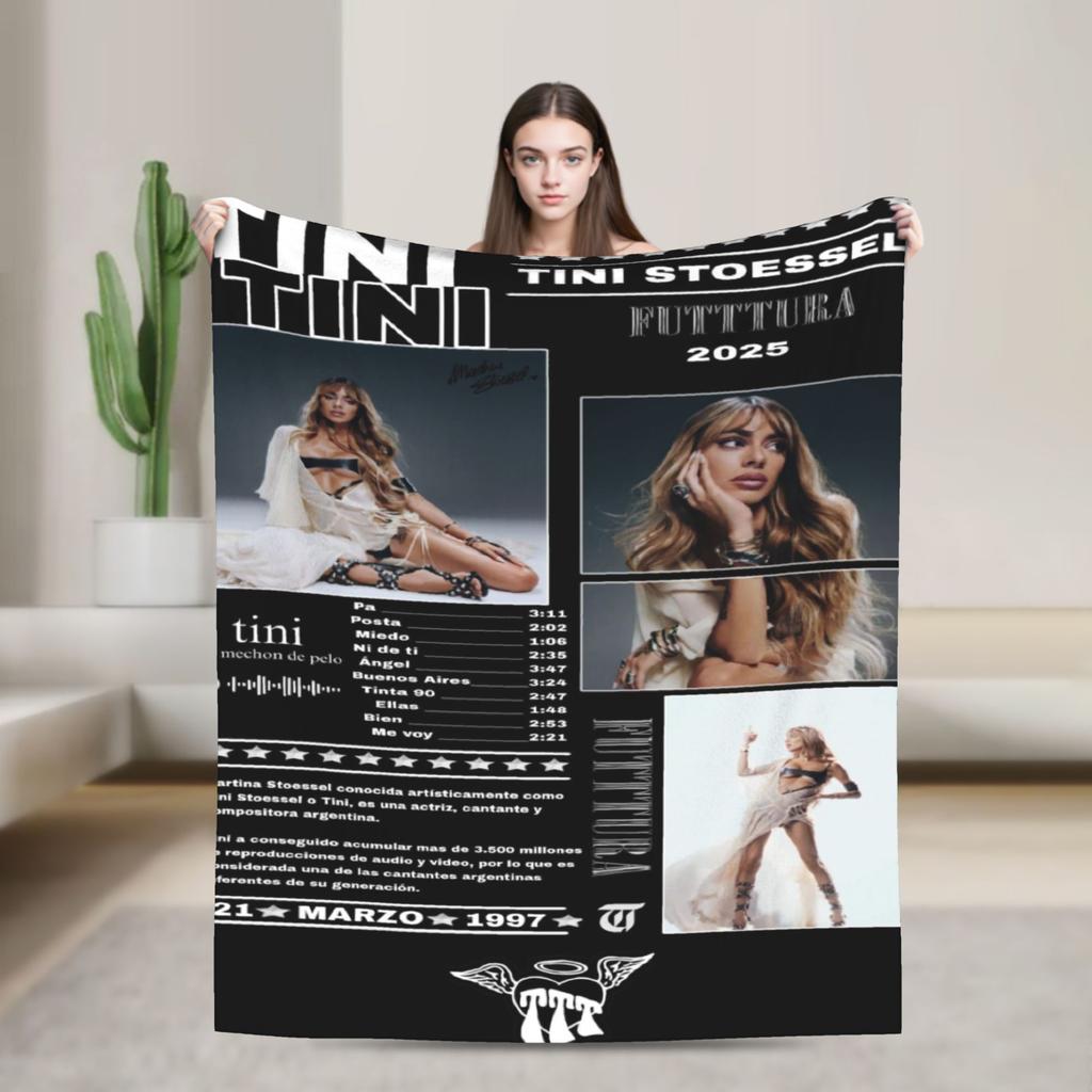 Soft BlanketKids Adult Camping Singer TINI STOESSEL Futtura Album  Throw Blanket Flannel Bedspread Couch Chair Sofa Bed Funny