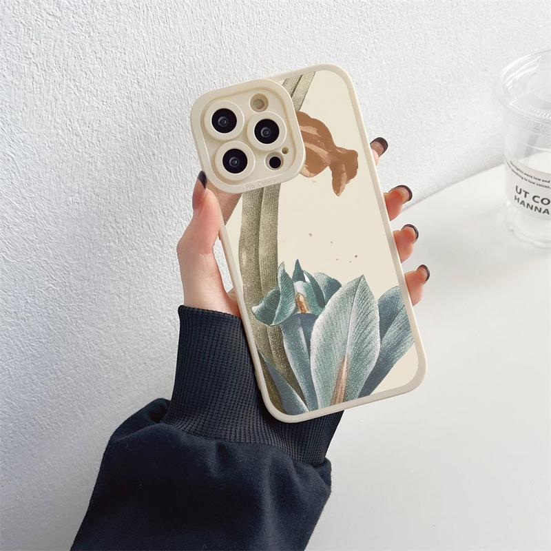 Retro Flowers Phone Case For iPhone 14 13 12 11 Pro Max for iPhone 7 8 Plus SE 2020 XR XS X Case Soft Floral Shell Back Covers