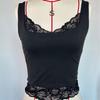 2026 Summer Sexy Lace Trim Solid Color Short Tank Top for Women