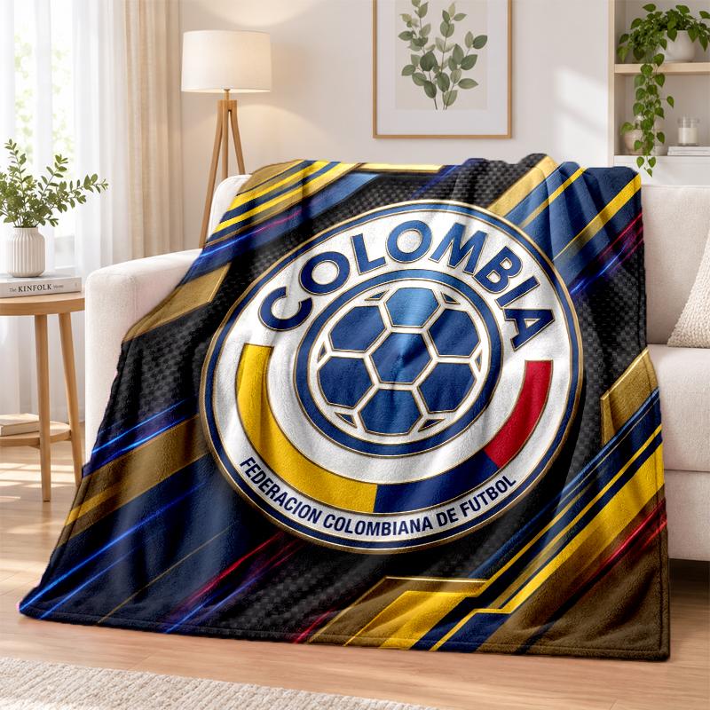 Colombia Football Printed Flannel Blanket Warm Comfort Bed Throw For Indoor Home Decoration