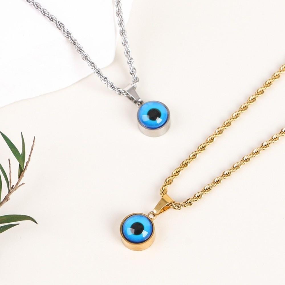 Twisted Chain Demon Eye Necklace Retro Pendant Chain Necklace Twisted Collarbone Choker Daily Wear