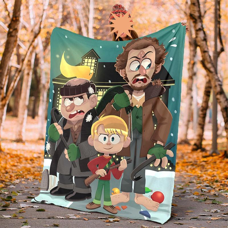 Home Alone Flannel Blanket Soft Warm All-Season Throw, Design for Camping, Car Travel, Hiking Sofa, Bed, Office Perfect Gift for Parties
