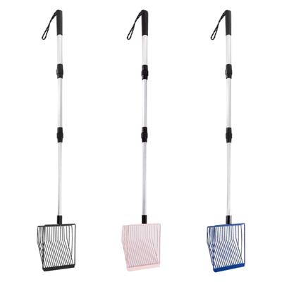 Chicken Litter Scooper with Deep Shovel Telescoping Handle Metal Scoops Hollow Poop Sifter Ergonomic Metal Handle