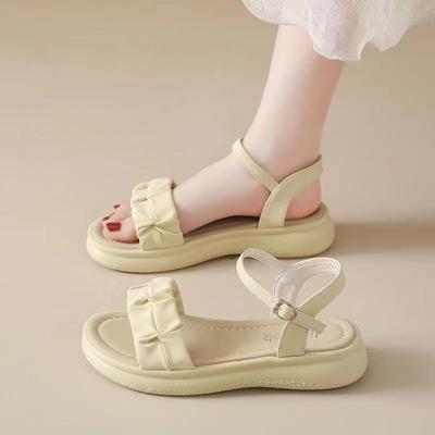 Sandals Women's Outer Wear Summer New 2025 Versatile Flat-bottomed Fairy Style with Skirt Sandals Word with Roman Women's Shoes
