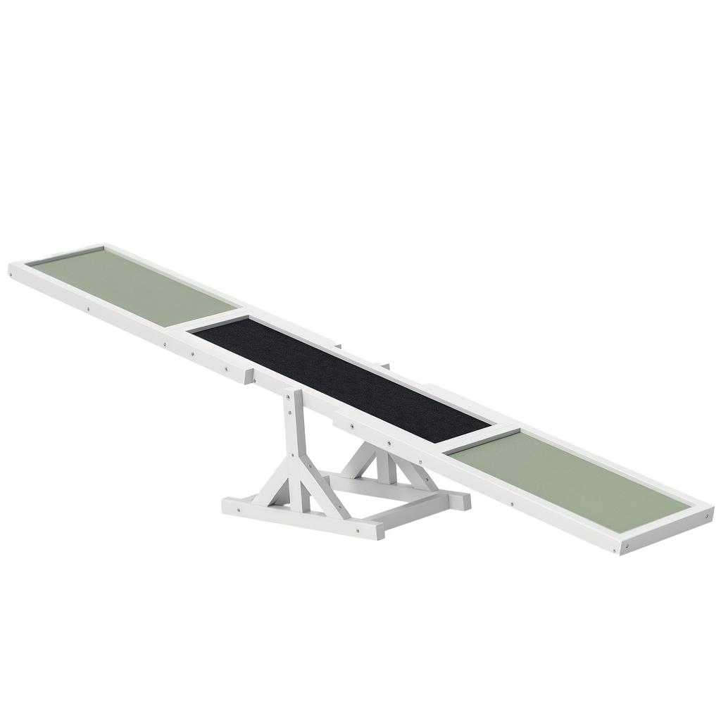 Wooden Pet Seesaw for Big Dogs, Dog Agility Equipment with Anti-Slip Surface - White