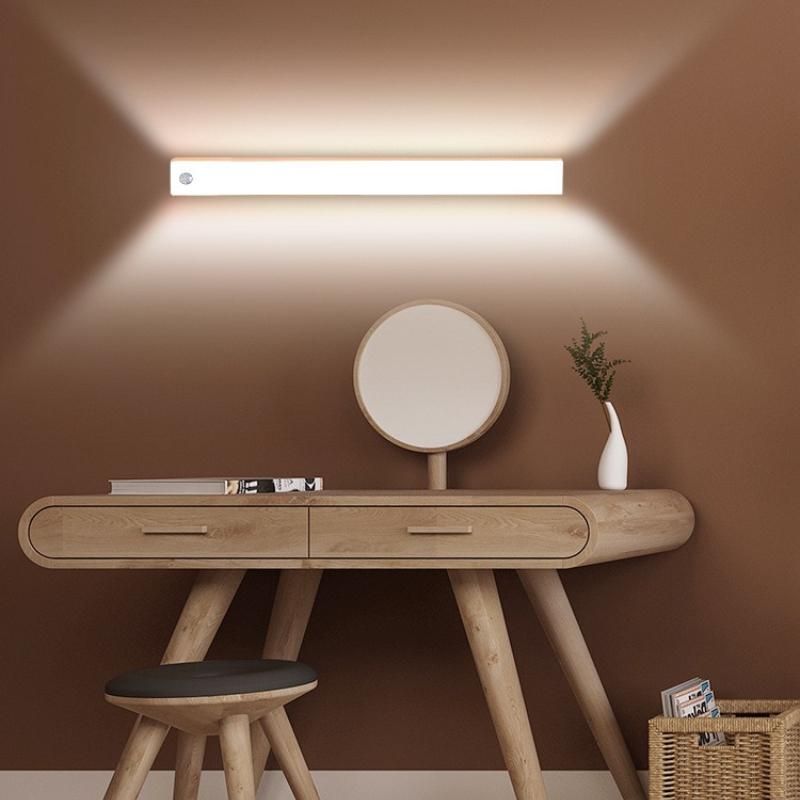 LED Intelligent Human Body Sensing Wireless Magnetic Strip Night Light Rechargeable Kitchen Wardrobe Cabinet Lamp for Bedroom