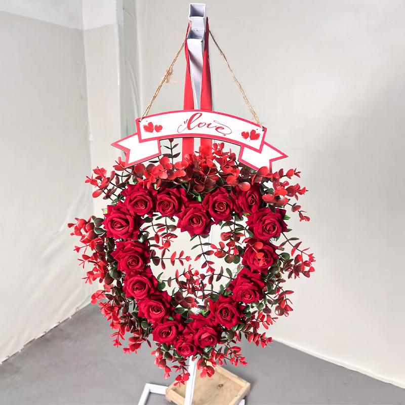 Heart-Shaped Valentine's Day Wreath - Wall & Door Decor for Wedding Celebrations