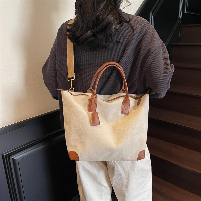 Summer hand-carried canvas bag women's new commuter single shoulder hand-carried large-capacity tote bag