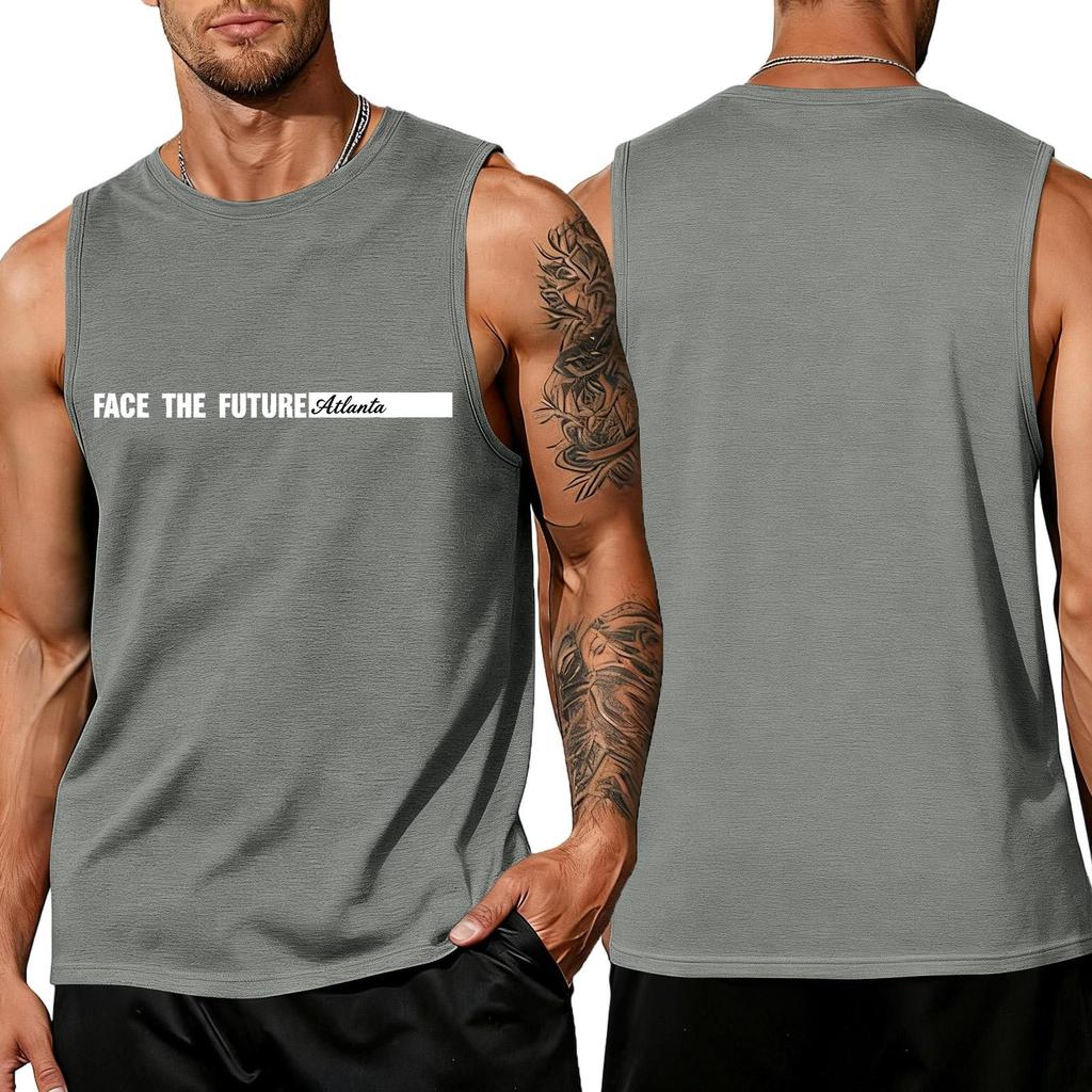 Men's Loose And Casual Trend Letter Pattern Printed Tank Top For Men, Men's Sporty Breathable Sleeveless Top