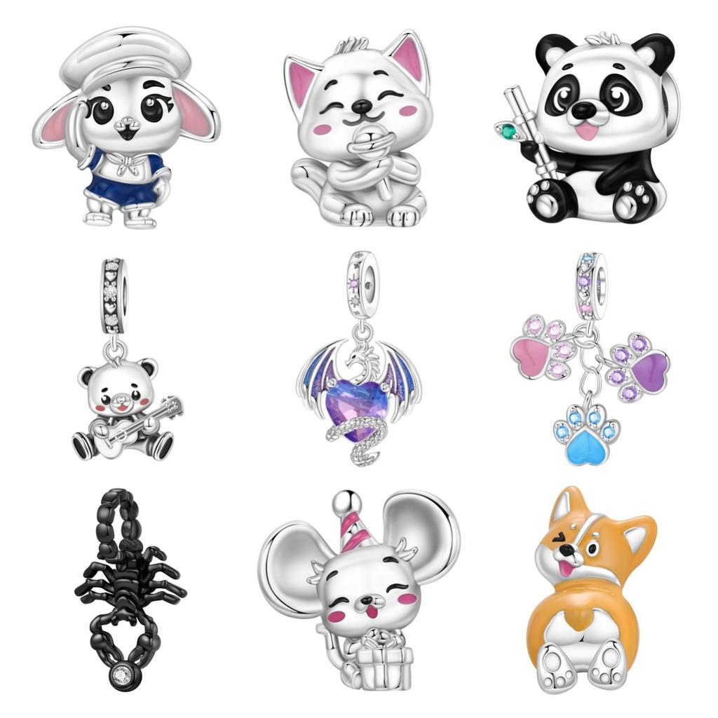 Cute Animal Panda Scorpion Corgi Bead Pendant Bracelet DIY Jewelry Accessories