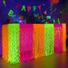 Mega-L Glow In The Dark Party Supplies, 2 Pack Neon Party Decorations Fluorescent Macaron Orange, Yellow and Fuchsia Wavy Metallic Tel Foil Fringe