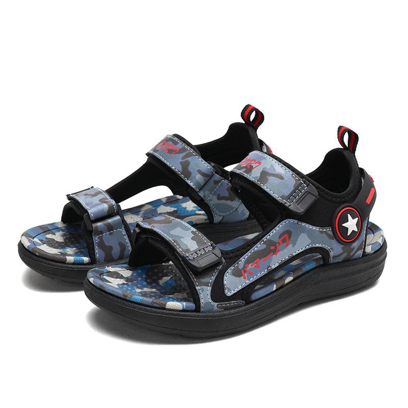 

2023 Summer Boys Sandals Polyester Reflective PU Leather Soft Comfortable Lightweight EVA Velcro 36