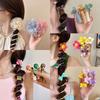 Flower pearl phone line hair band sweet bubble braided hair rope small fresh atmosphere low ponytail hair accessories women