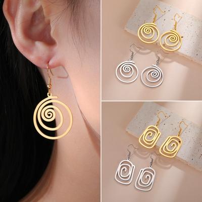 Square Swirl Geometric Drop Earrings Creative Trendy Dangle Earrings for Women