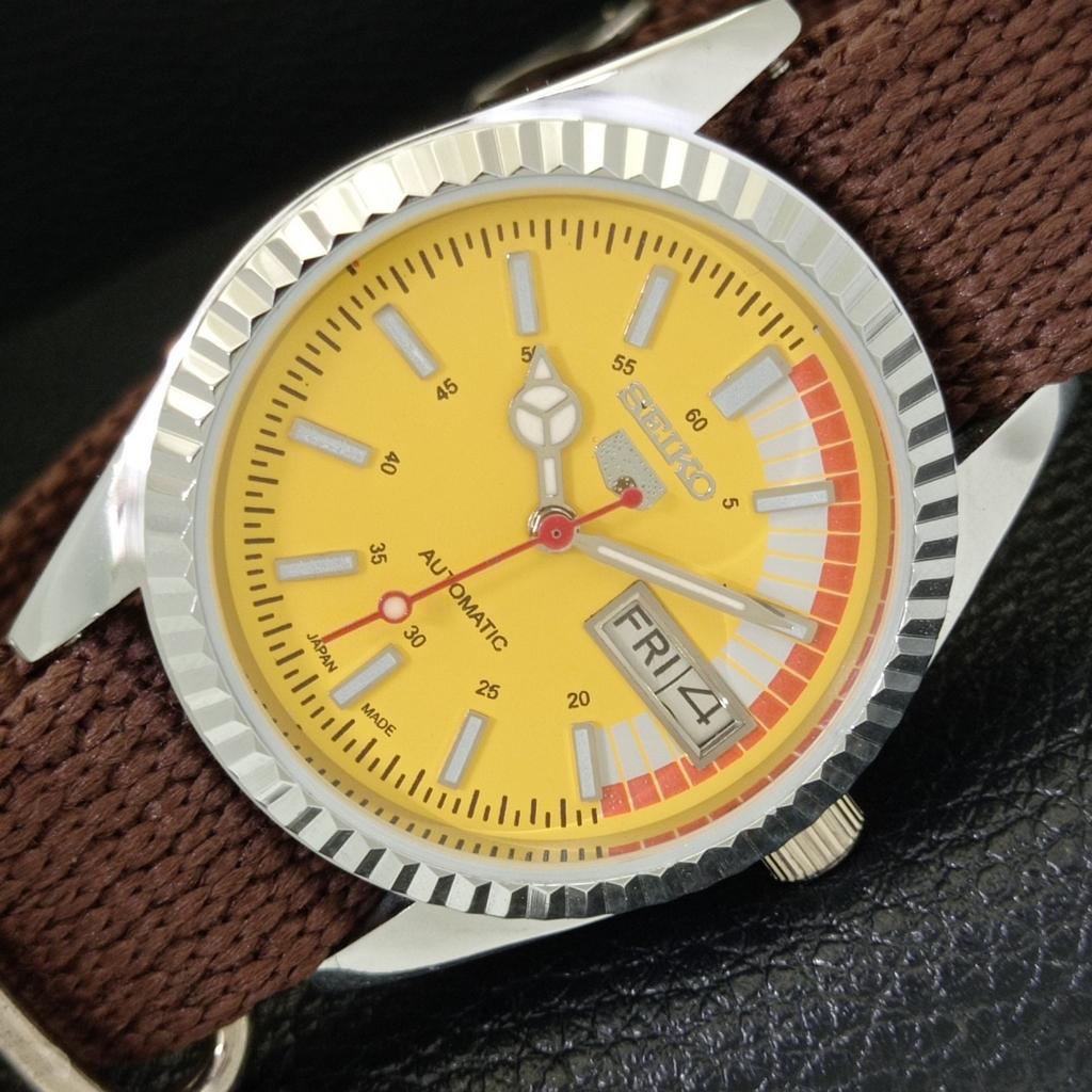REFURBISHED SEIKO 5 AUTOMATIC 6309A VINTAGE JAPAN MENS YELLOW WATCH A440817-4 Sk-a440817
