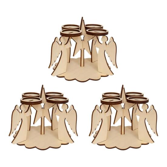 1/2/3Pcs Christmas Wooden Angel Candle Holder 4-Arm Candlestick Tealight Candle Stand Home Office Living Room Dining Table Centerpiece Decoration