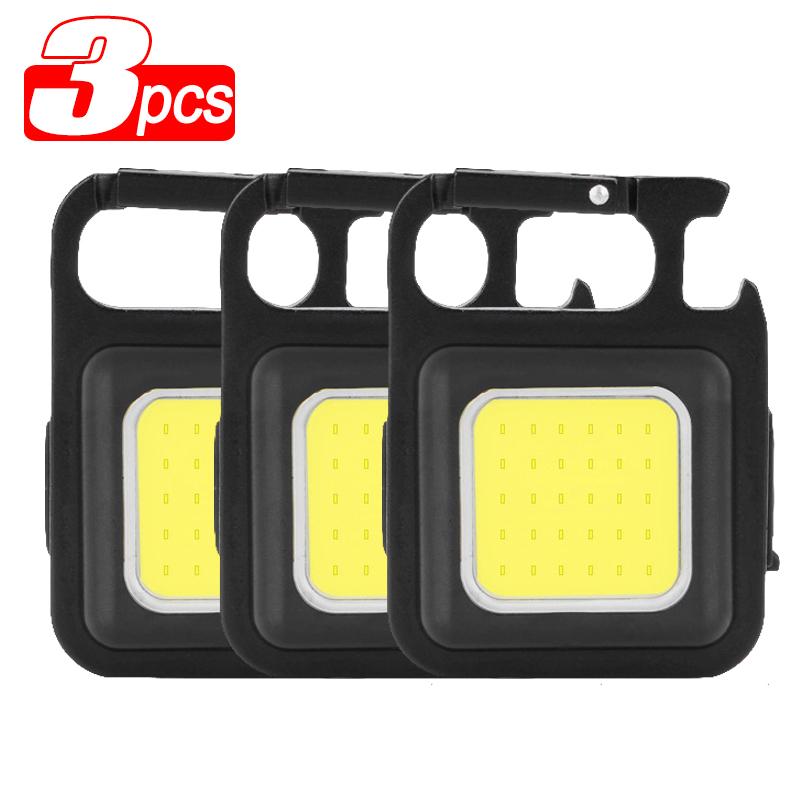1/2/3pcs Mini LED Keychain Light for Car Repairing Work Light USB Rechargeable Outdoor Camping Hiking COB Flashlight Lamp