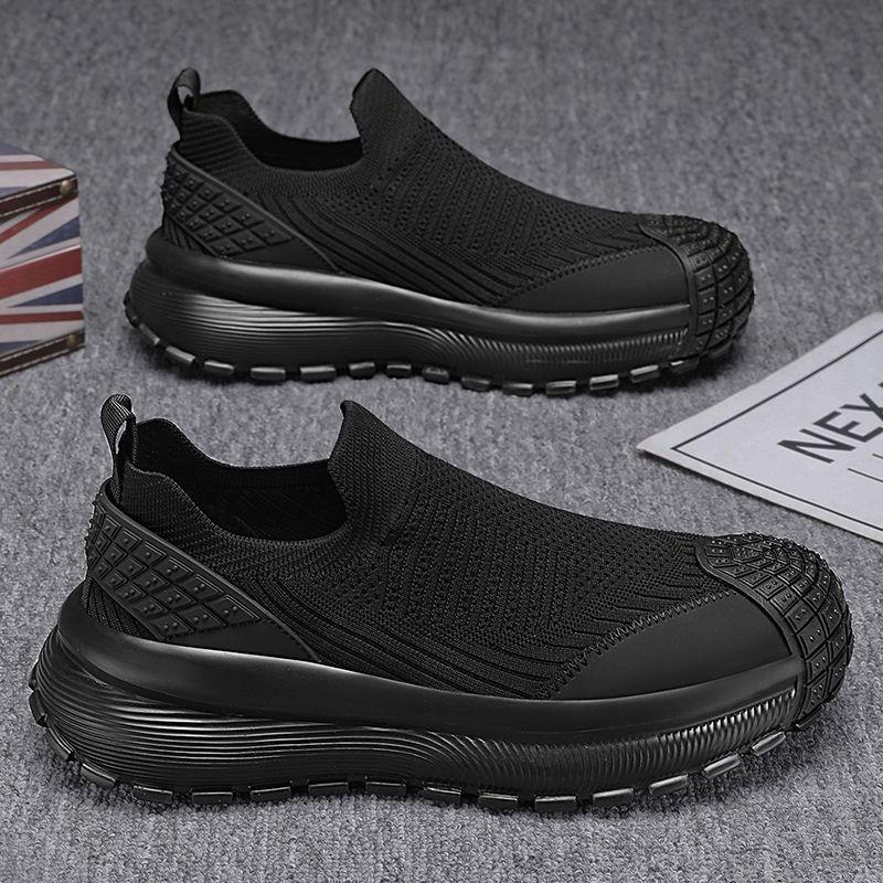 Black Slip-on Breathable Man Casual Sneaker Mesh Upper Thick Platform Sports Shoes for Men Designer Trend 2025 Shoe In Promotion