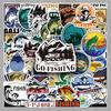 50 Original Waterproof Fishing Cartoon Stickers for Rods, Phones, and Cups