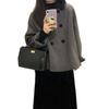 Women's Grey Wool Coat with Doll Collar - Retro Korean Hepburn Style for Autumn/Winter
