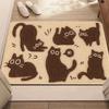 Cute Cartoon Lazy Black Cat Doormat, Non-slip Dirt Trapping Entrance Floor Mat, Washable Entry Rug for Home Decor