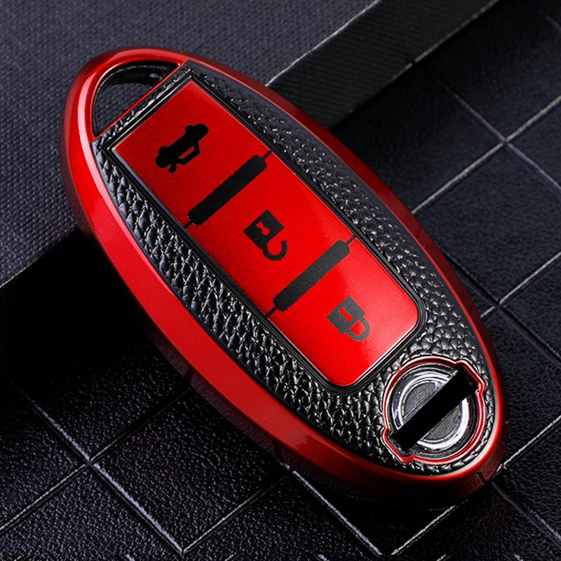 Car Key Case Cover for Nissan Leaf Micra Qashqai J11 J10 X Trail T32 Fob Versa Note Patrol Key Cover AccessoriesTPU Leather