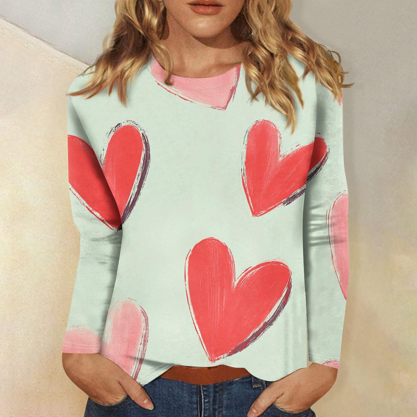 

Женская повседневная мода сексуальный удобный День святого Валентина принтованный круглый вырез длинный рукав топ XXXL хаки