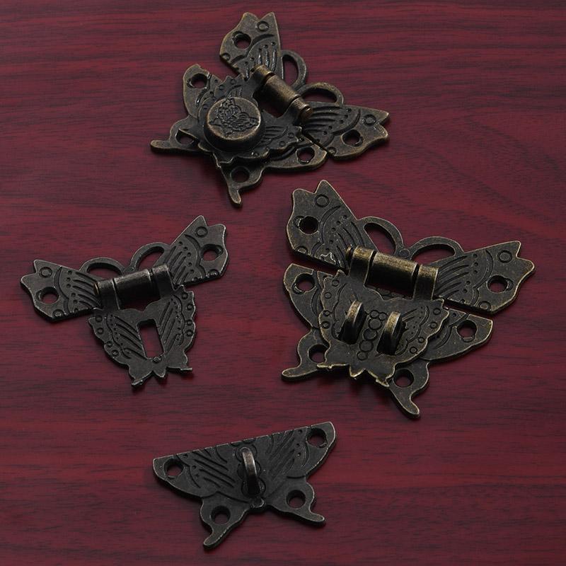Vintage Butterfly Lock Antique Bronze Hasp Latch Upscale Jewelry Wooden Box Cabinet Lock Case Decorative Hardware Accessory