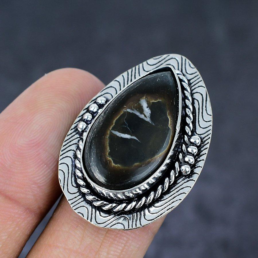 Mud Crack Fossil Gemstone 925 Sterling Silver Jewelry Gift Ring Size 7 J9K83