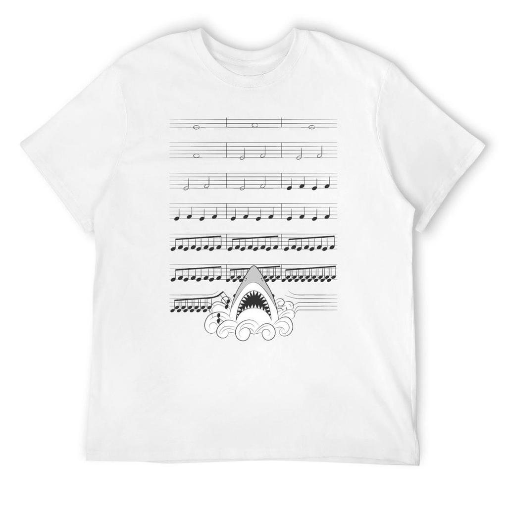 JAWS Song Music Sheet T-Shirt Tees Animal Prinfor Boys Cute Tops Men's T-shirts