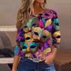 3/4 Length Sleeve Womens Tops Floral Print Vintage Fashion Casual Loose With Round Neck Plus Size Shirts