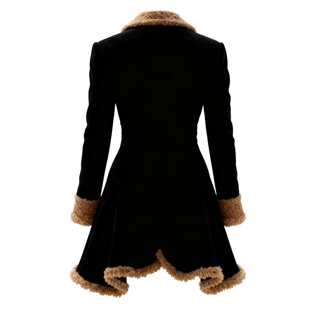 Women's Leather and Velvet Windbreaker Fur Coat - Thickened Jacket for Autumn and Winter