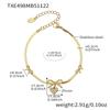 18K Gold-Plated Heart Zircon Bow Pendant Necklace & Bracelet Jewelry Set