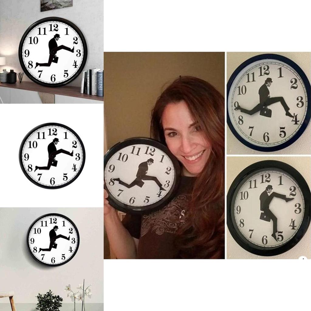 Schwarz-Weiß alberner Gang Aktentasche halten Muster Wanduhr für Heimdekor und Geschenkideen