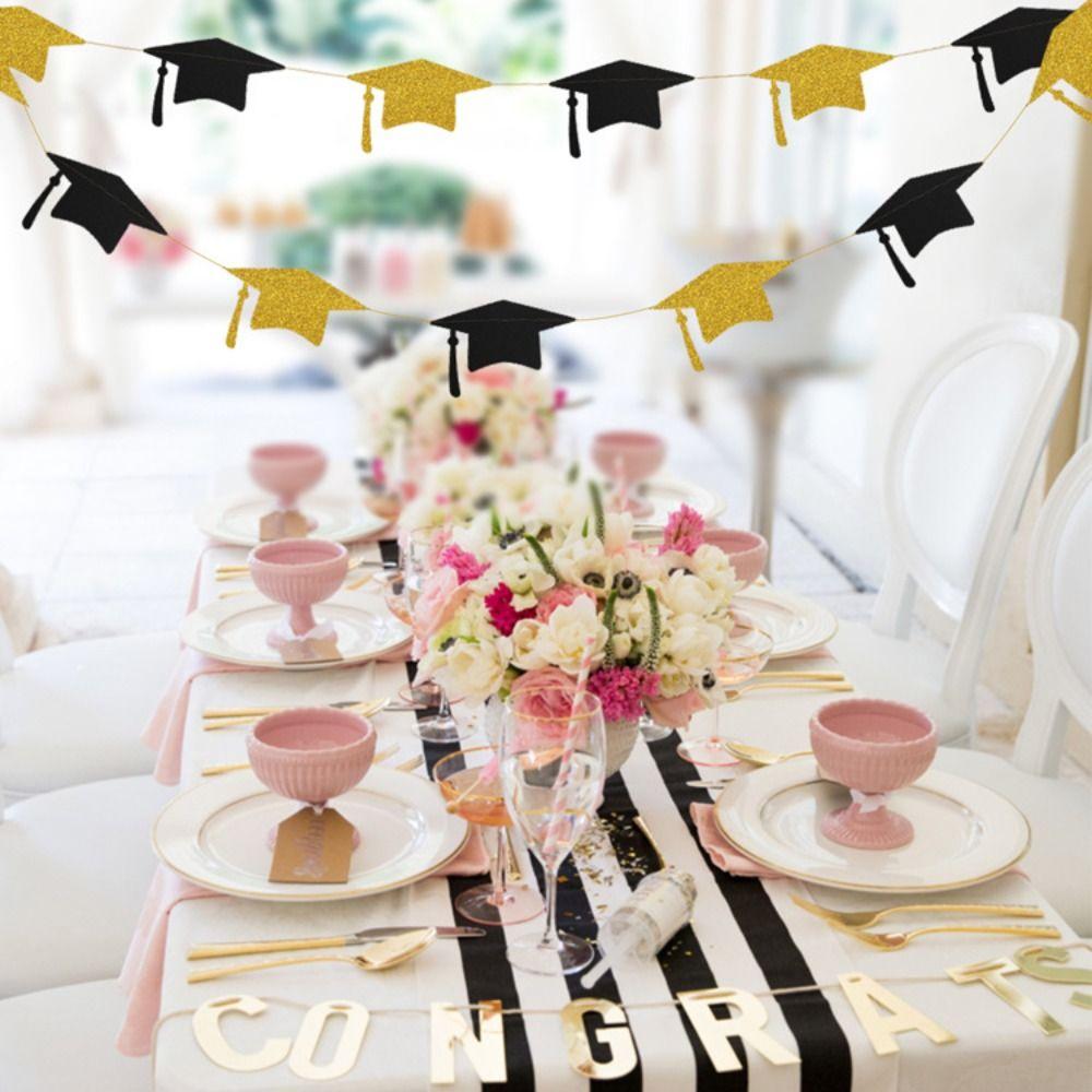 4m Graduation Bachelor Hat Paper Glitter Graduation Party Hanging Decorations  School Celebrations