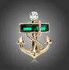 Pirate Crystal Anchor Brooch Buckle for Women's Shirts and Suits