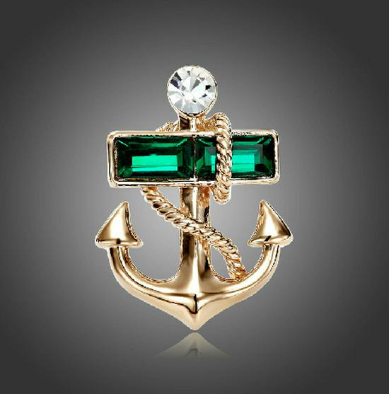 Pirate Crystal Anchor Brooch Buckle for Women's Shirts and Suits