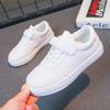 Children Casual Shoes White Pu Leather Plain Design School Kids Sneakers Unisex All-match 26-36 Four Seasons Boys Girls Shoes