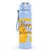1PC Happy Autumn Fall Text Art Pattern 750ml Color Plastic Sports Water Bottle Leakproof Flip Straw Lid Suitable for Sports Office Home Use